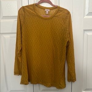 LOGO by Lori Goldstein Yellow Boxy Long Sleeve Tee